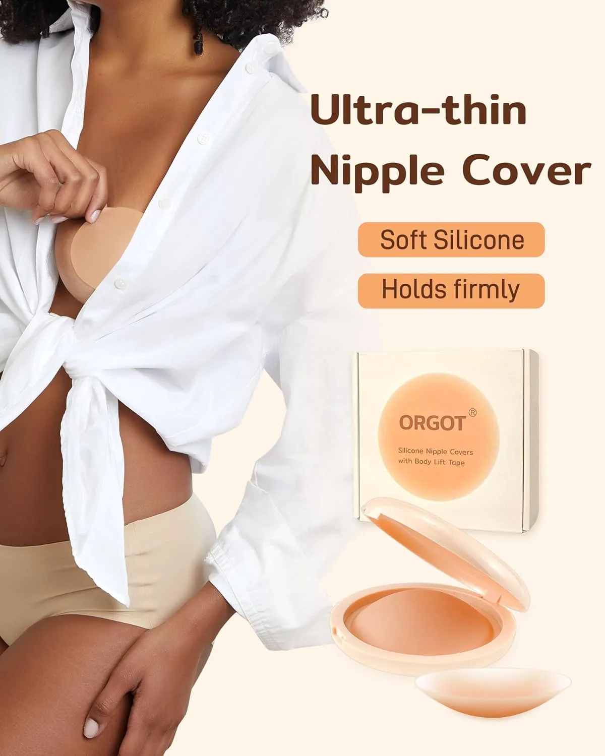 Nipple Covers for Women 2 Pairs, Sticky Adhesive Silicone Pasties Nipple Covers Reusable, Pasty Nipple Cover with Case