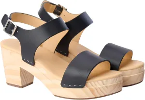 Nisolo Women's Open Toe Clogs, Black, 7.5, 3" Heel Height, Adjustable Ankle Strap, Waterproof Leather Upper & Soft Interior Lining, Memory Foam Insoles for Comfort, True to Size