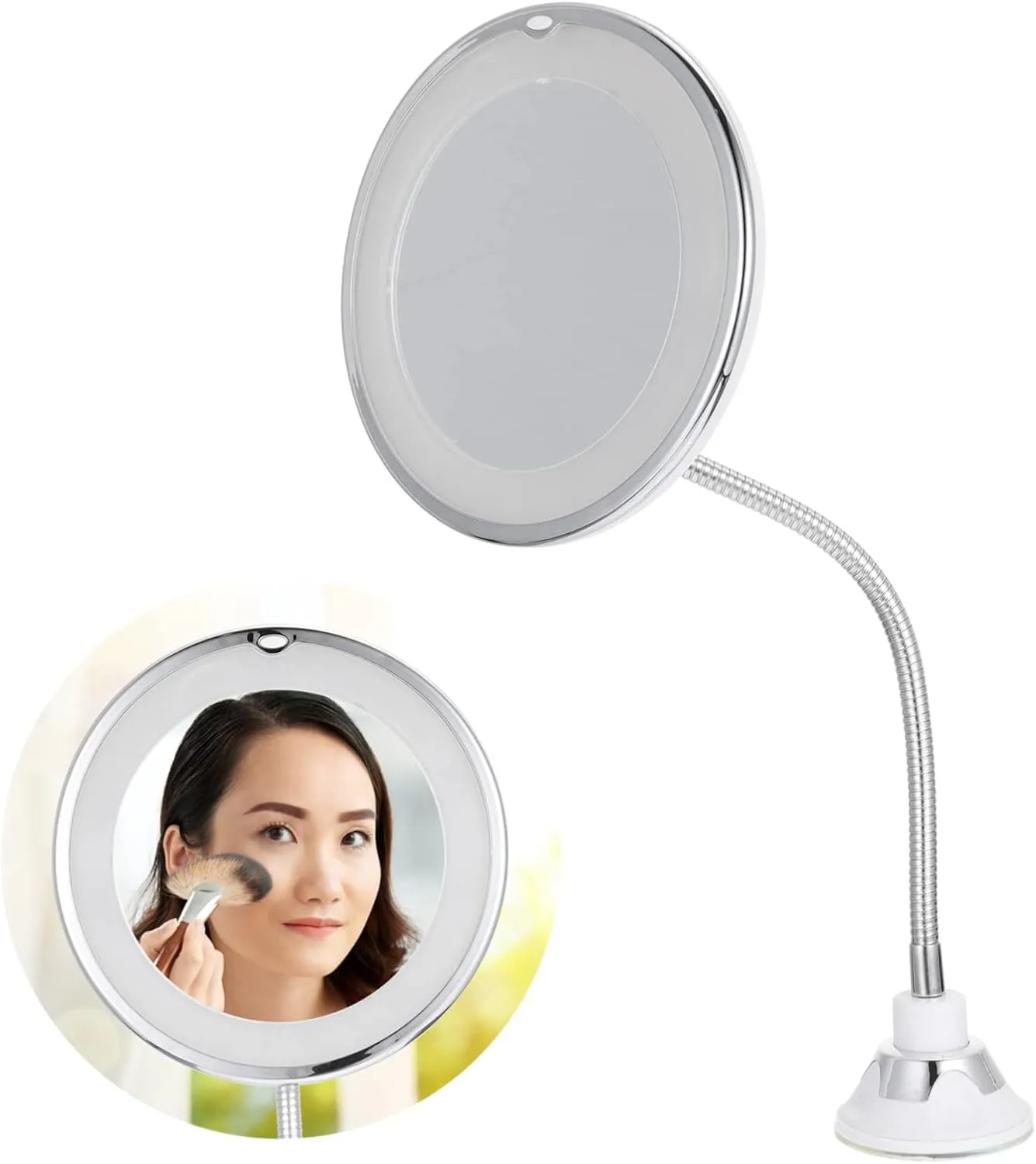 NOLITOY Led Light Makeup Mirror with 10x Magnification Suction Cup Magnifying Vanity Natural Led Lights