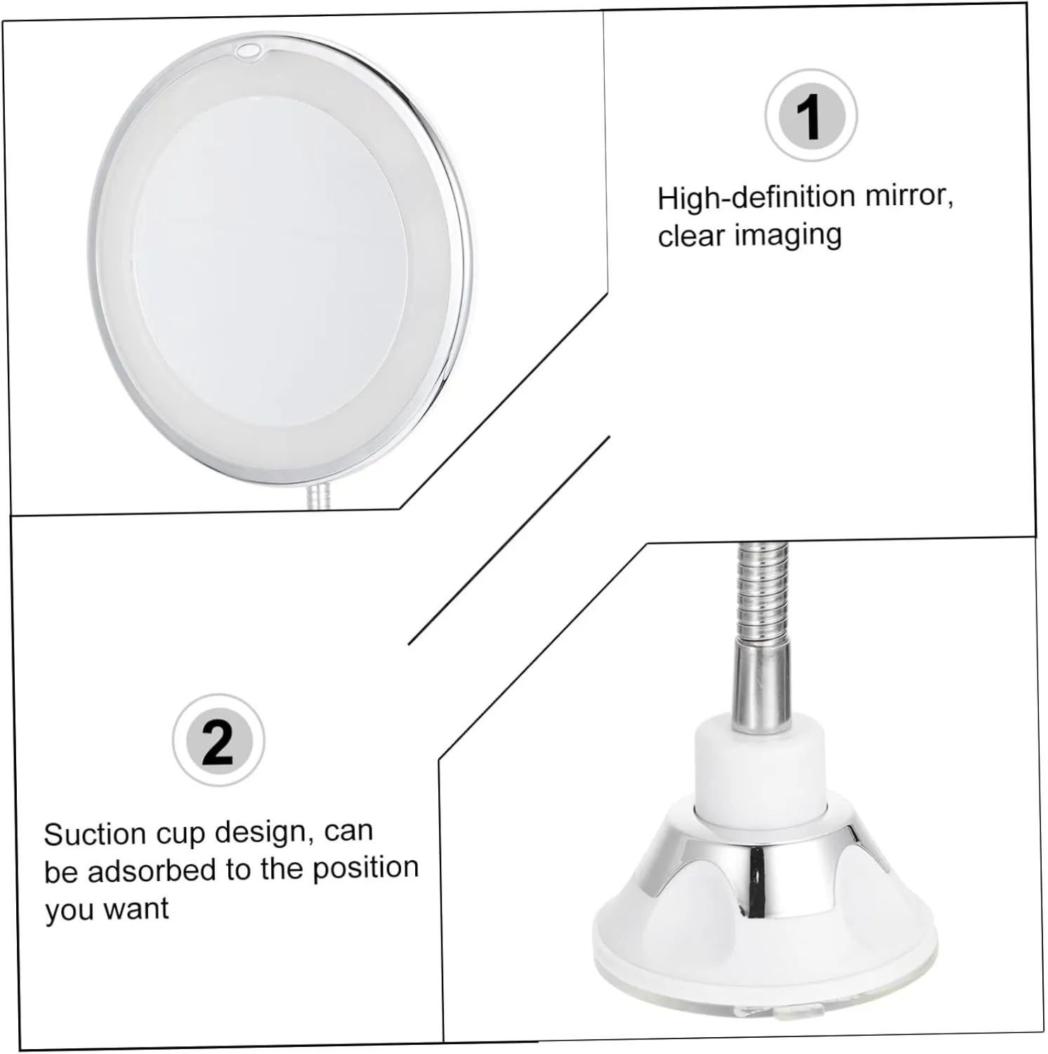 NOLITOY Led Light Makeup Mirror with 10x Magnification Suction Cup Magnifying Vanity Natural Led Lights