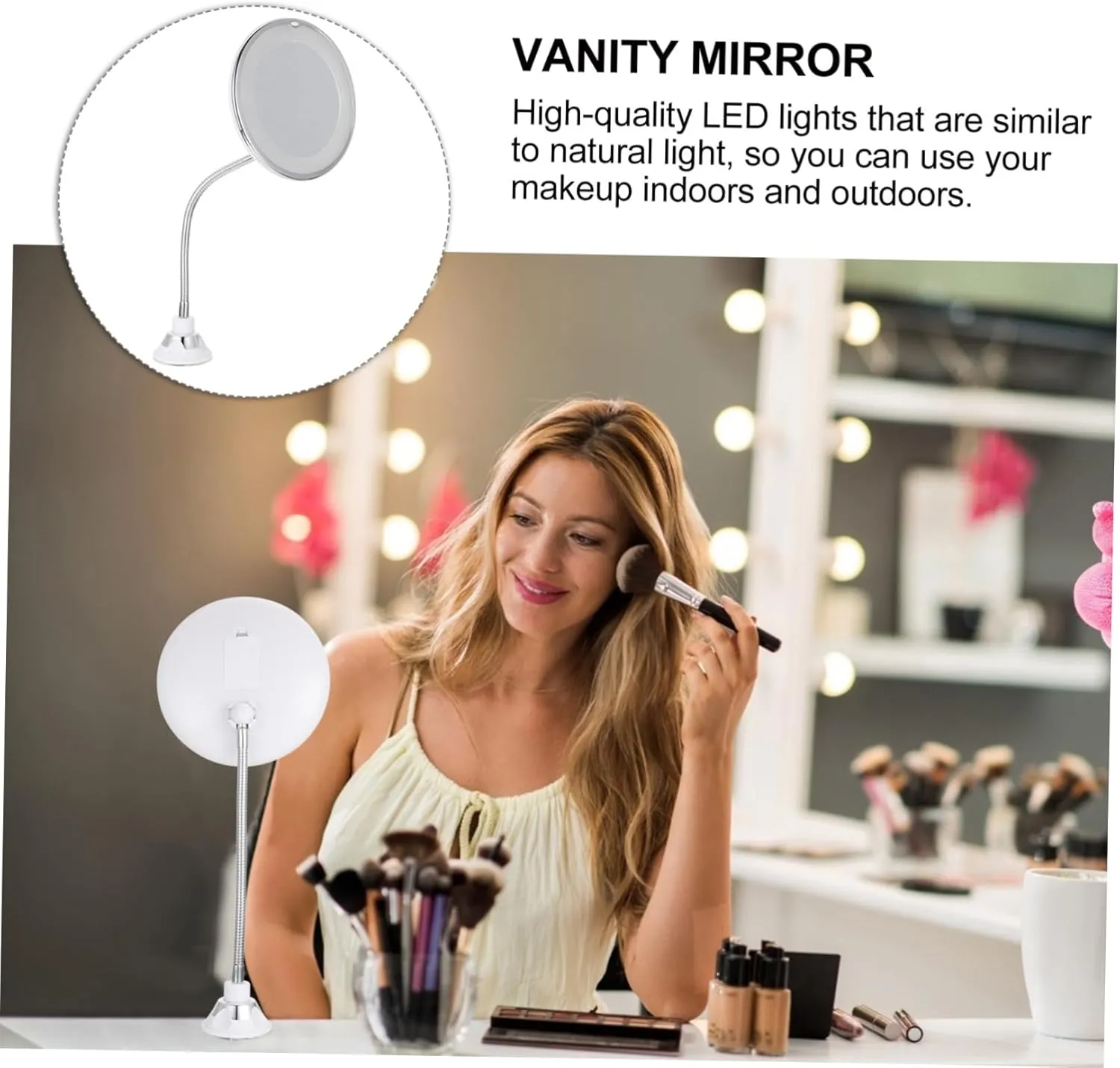 NOLITOY Led Light Makeup Mirror with 10x Magnification Suction Cup Magnifying Vanity Natural Led Lights
