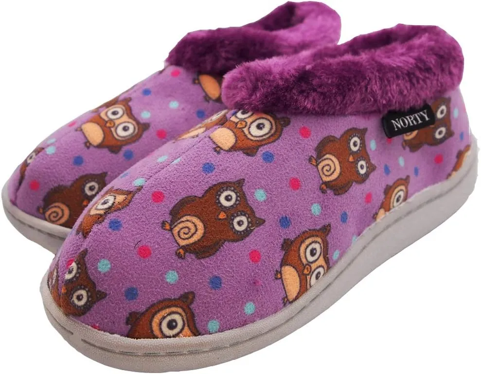 NORTY - Toddler Little Kid Big Kid Girls Fleece Memory Foam Slip On Indoor Slippers