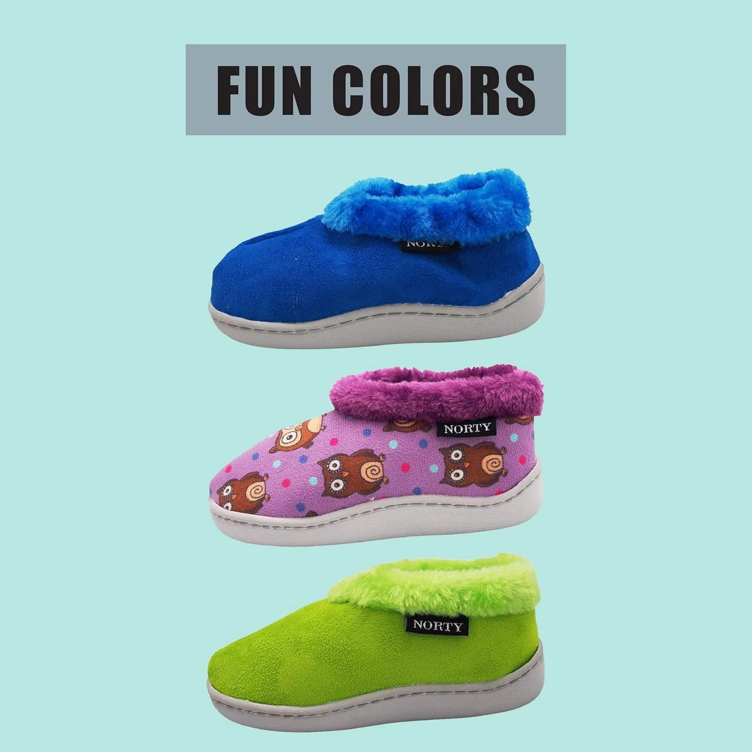 NORTY - Toddler Little Kid Big Kid Girls Fleece Memory Foam Slip On Indoor Slippers