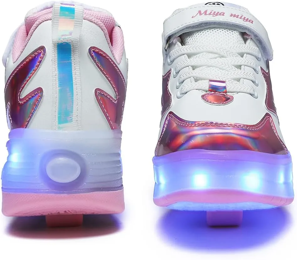 Nsasy Girls Boys Roller Shoes with LED Light Up Wheels Sneakers Kids Roller Skates Shoes for Kids for Children