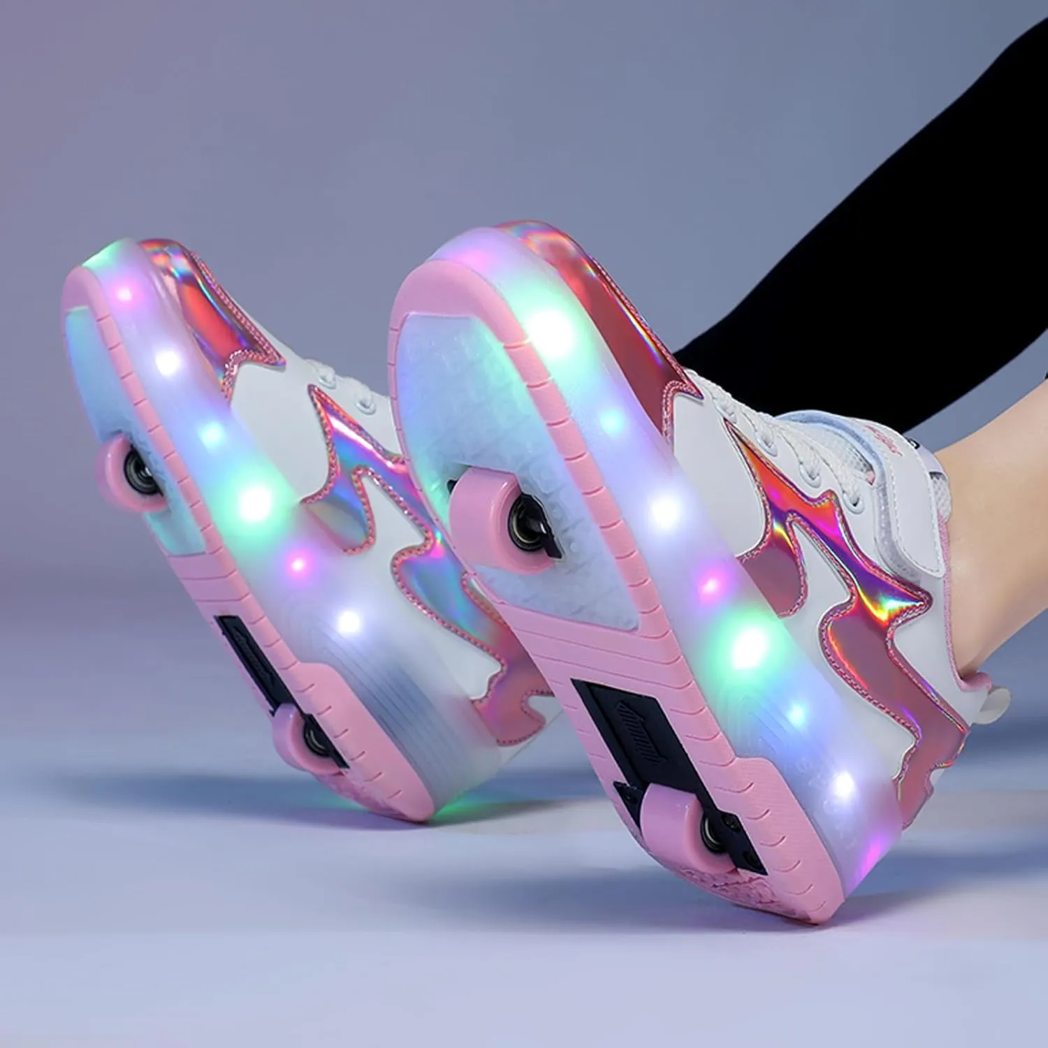 Nsasy Girls Boys Roller Shoes with LED Light Up Wheels Sneakers Kids Roller Skates Shoes for Kids for Children