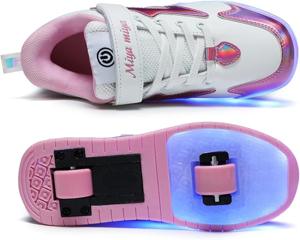 Nsasy Girls Boys Roller Shoes with LED Light Up Wheels Sneakers Kids Roller Skates Shoes for Kids for Children