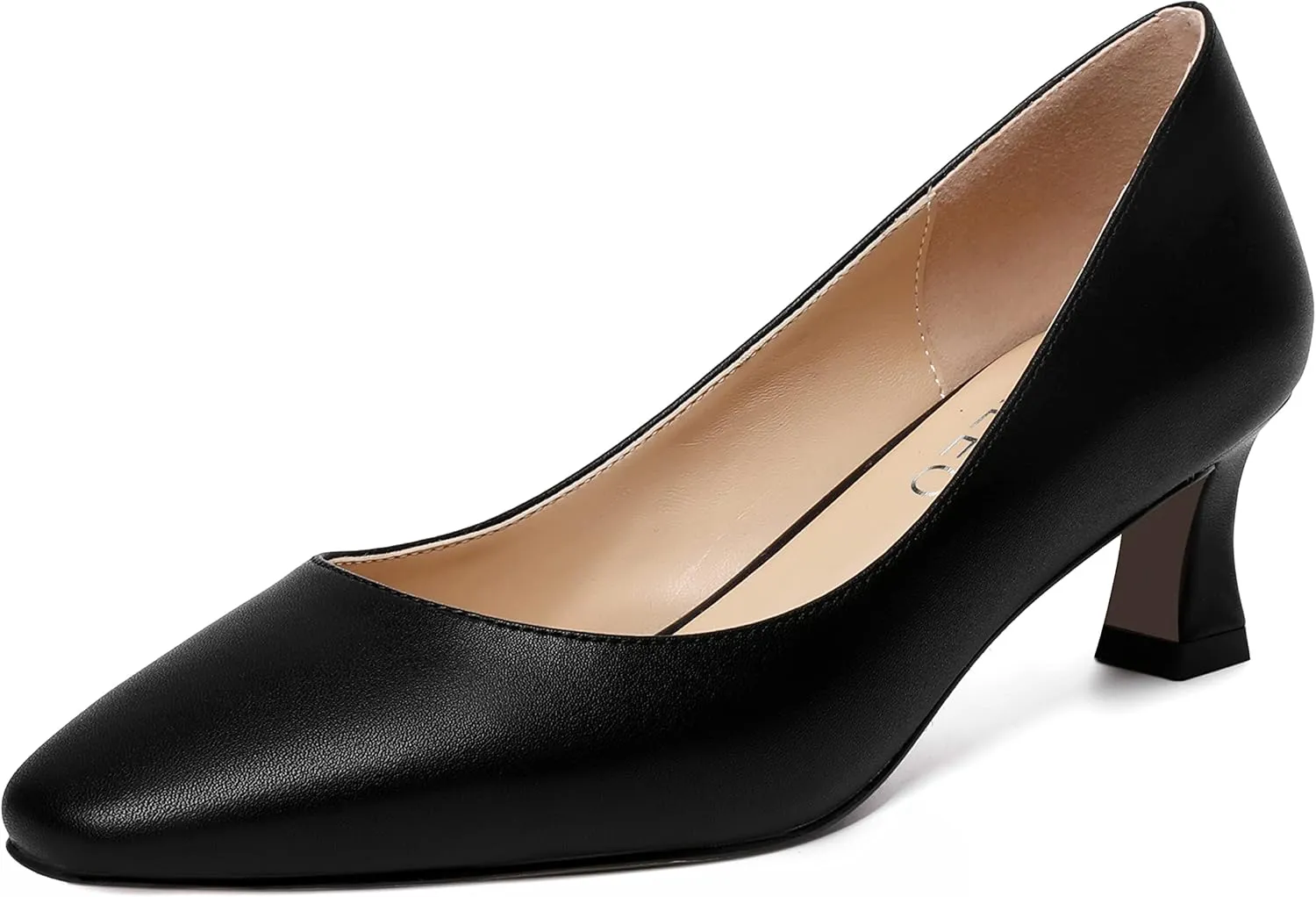 NUMALEO Womens Matte Dress Solid Square Toe Slip On Dating Spool Low Heel Pumps Shoes 2 Inch