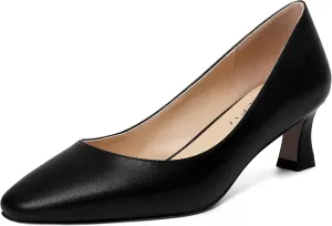 NUMALEO Womens Matte Dress Solid Square Toe Slip On Dating Spool Low Heel Pumps Shoes 2 Inch