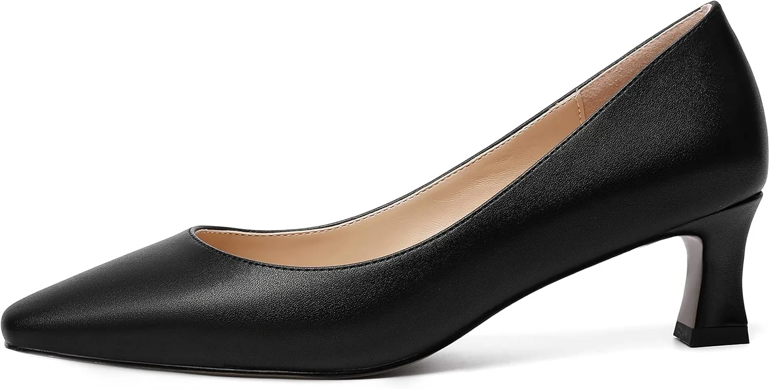 NUMALEO Womens Matte Dress Solid Square Toe Slip On Dating Spool Low Heel Pumps Shoes 2 Inch