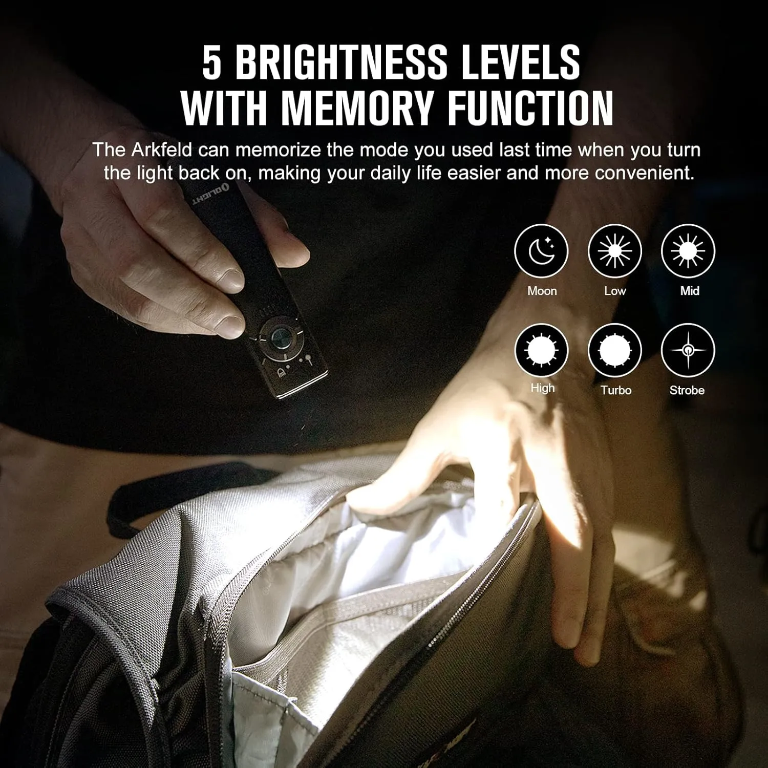 OLIGHT Arkfeld EDC Flat Flashlight, 1000 Lumens White LED Light with Green Beam Combo, Power by Rechargeable Built-in Battery for Outdoors, Emergency, Work (Black NW)