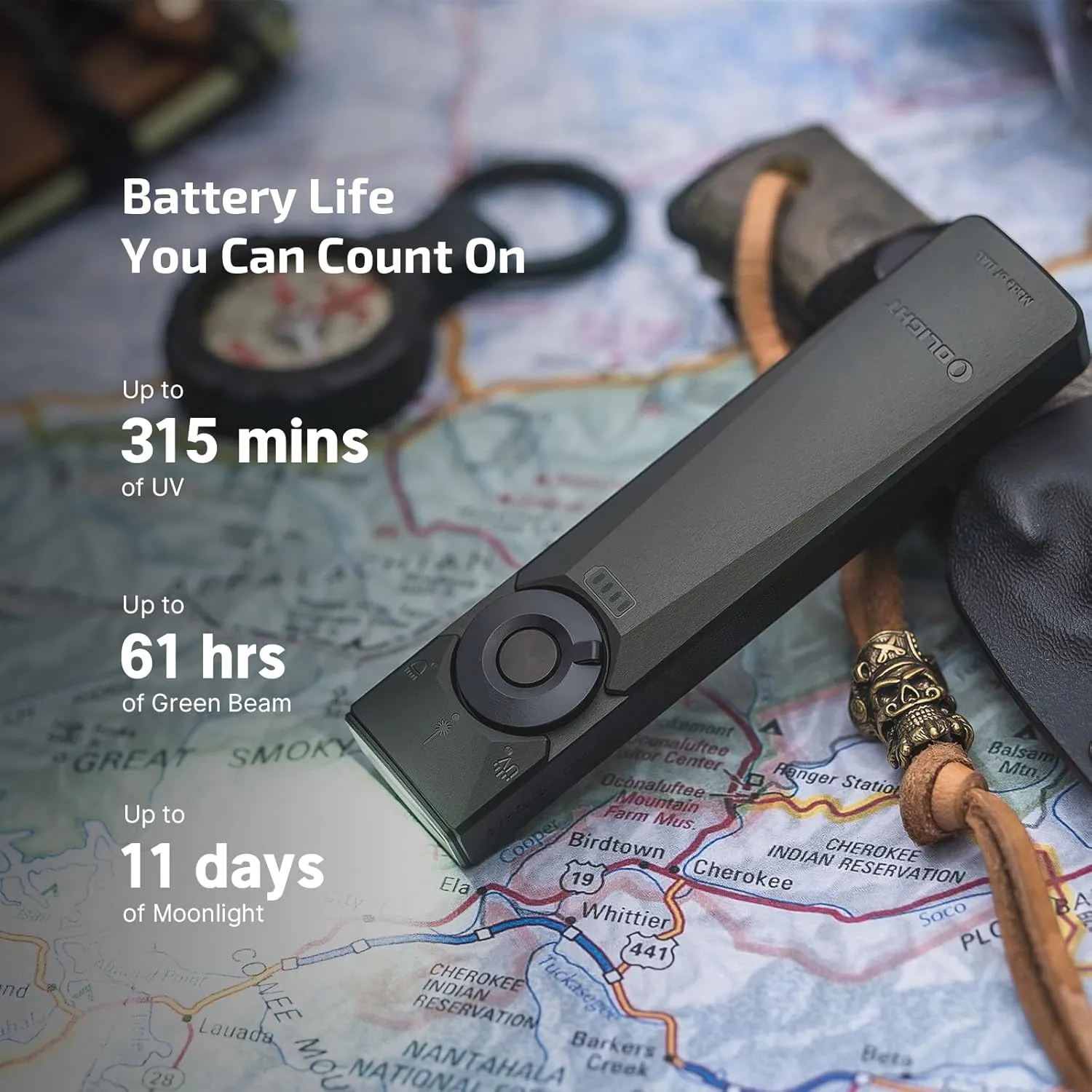 OLIGHT Arkfeld Ultra 1400 Lumens EDC Flat Flashlight, Rechargeable Pocket Light with White LED, UV, and Green Beam (Olive Grey)