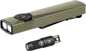 OLIGHT Arkfeld Ultra Cool White 1400 Lumens Flat Flashlight Bundle with IMINI 2 EDC Rechargeable Keychain Flash Light
