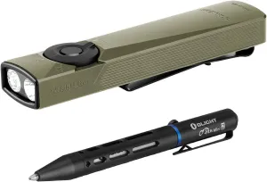 OLIGHT Arkfeld Ultra Cool White 1400 Lumens Flat Flashlight, Rechargeable Compact Pocket Light Bundle with O'Pen Mini 2 Ballpoint Pen
