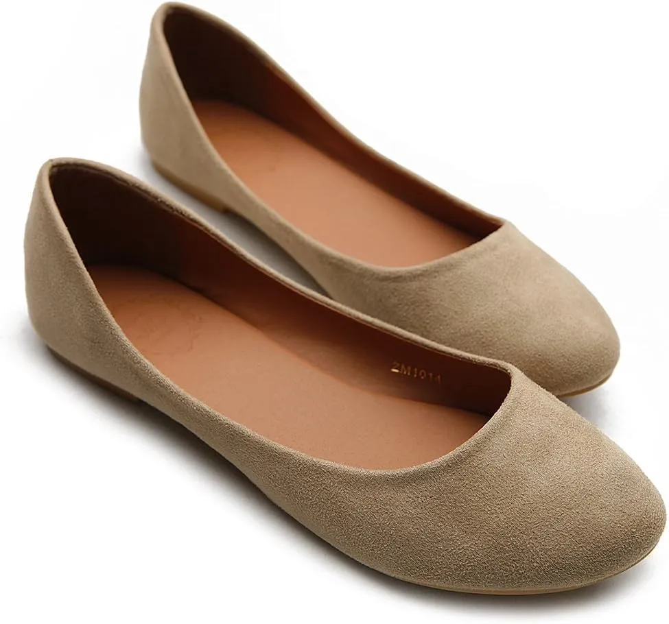 Ollio Womens Shoe Ballet Light Faux Suede Low Heels Flat