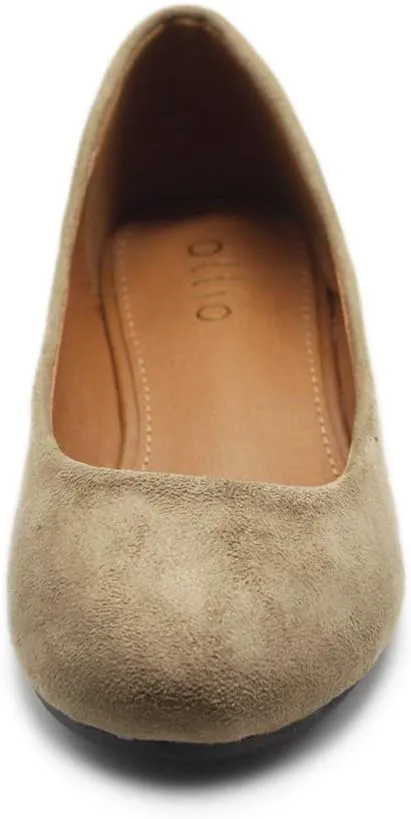 Ollio Womens Shoe Ballet Light Faux Suede Low Heels Flat