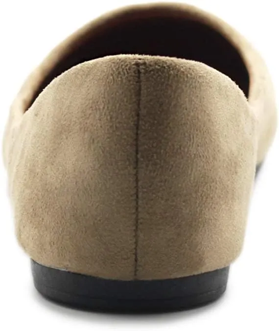 Ollio Womens Shoe Ballet Light Faux Suede Low Heels Flat