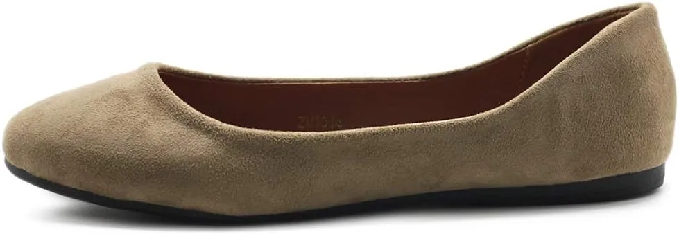 Ollio Womens Shoe Ballet Light Faux Suede Low Heels Flat