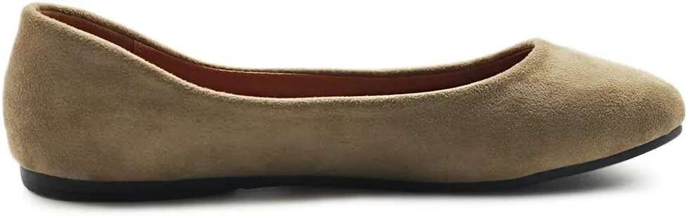 Ollio Womens Shoe Ballet Light Faux Suede Low Heels Flat