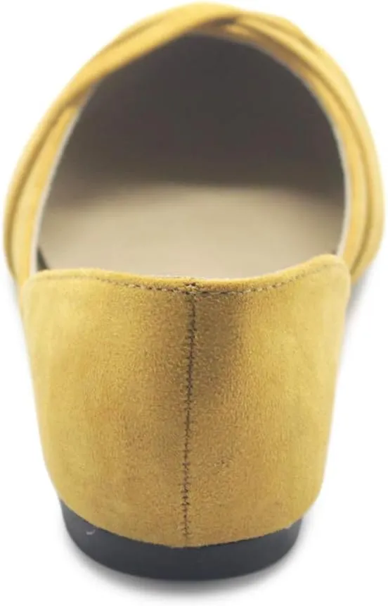 Ollio Women's Shoe Faux Suede Light Comforts D'Orsay Pointed Toe Braided Ballet Flat F85
