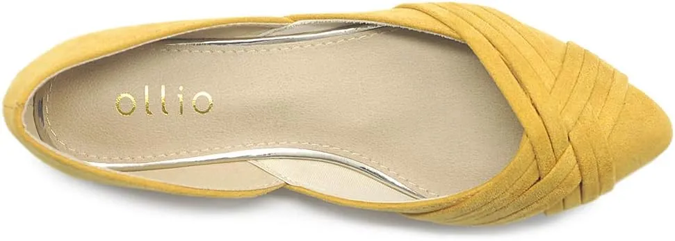 Ollio Women's Shoe Faux Suede Light Comforts D'Orsay Pointed Toe Braided Ballet Flat F85