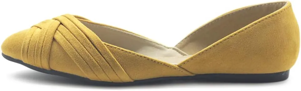 Ollio Women's Shoe Faux Suede Light Comforts D'Orsay Pointed Toe Braided Ballet Flat F85
