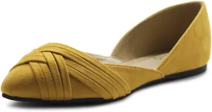 Ollio Women's Shoe Faux Suede Light Comforts D'Orsay Pointed Toe Braided Ballet Flat F85