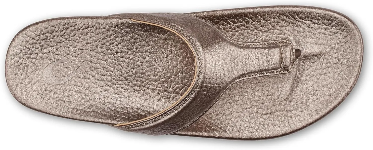 OLUKAI Kipe'a Lipi Women's Beach Sandal, Soft Leather Flip-Flop, All-Day Wear & Ultra-Soft Comfort Fit