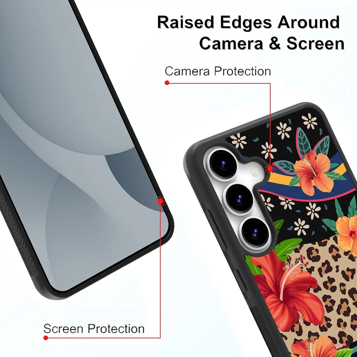OOK Magnetic for Samsung Galaxy S25 Case Leopard and Flower Splicing Design [Compatible with MagSafe] Hard PC Soft TPU Bumper Anti-Slip Ultra Thin Case, Brown