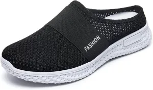 Orthopedic Loafers for Women Summer Breathable Mesh Hollow Out Closed Toe Open Back Slip On Walking Shoes Casual Lightweight Soft Soles Slippers with Arch Support