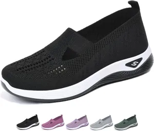 Orthopedic Walking Shoes for Women 2024 New Women's Woven Breathable Soft Sole Shoes Mesh Slip On Sneakers