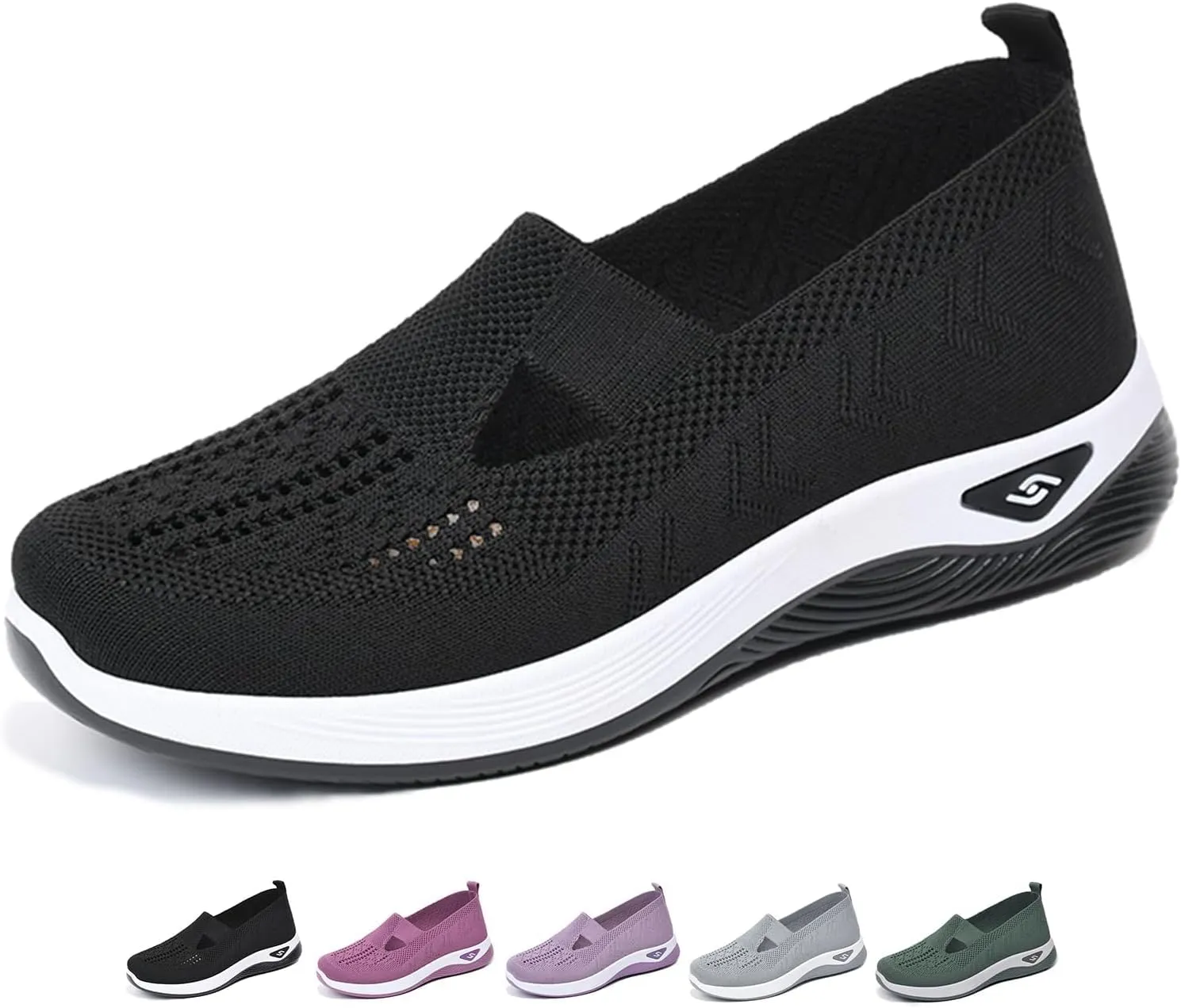Orthopedic Walking Shoes for Women 2024 New Women's Woven Breathable Soft Sole Shoes Mesh Slip On Sneakers