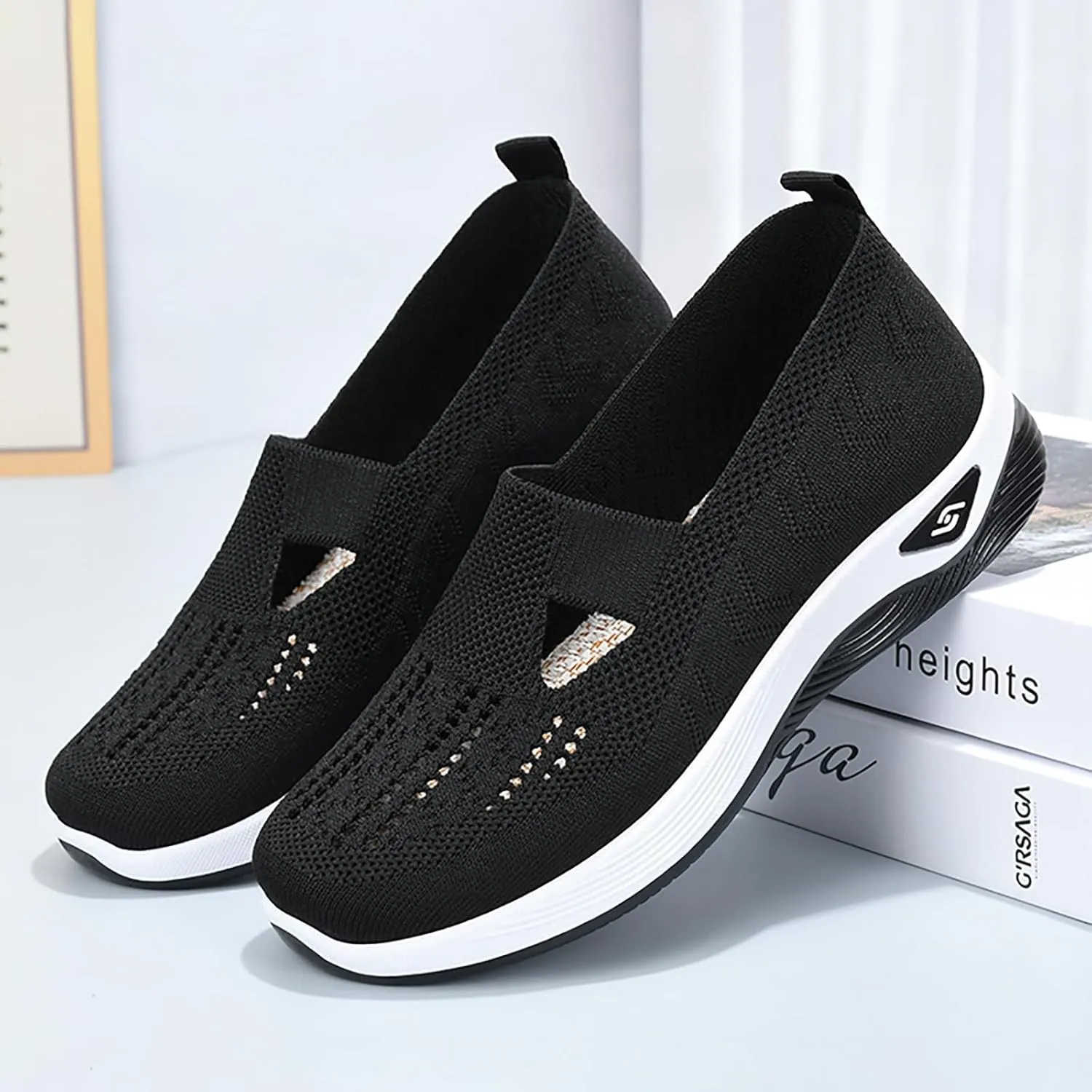 Orthopedic Walking Shoes for Women 2024 New Women's Woven Breathable Soft Sole Shoes Mesh Slip On Sneakers