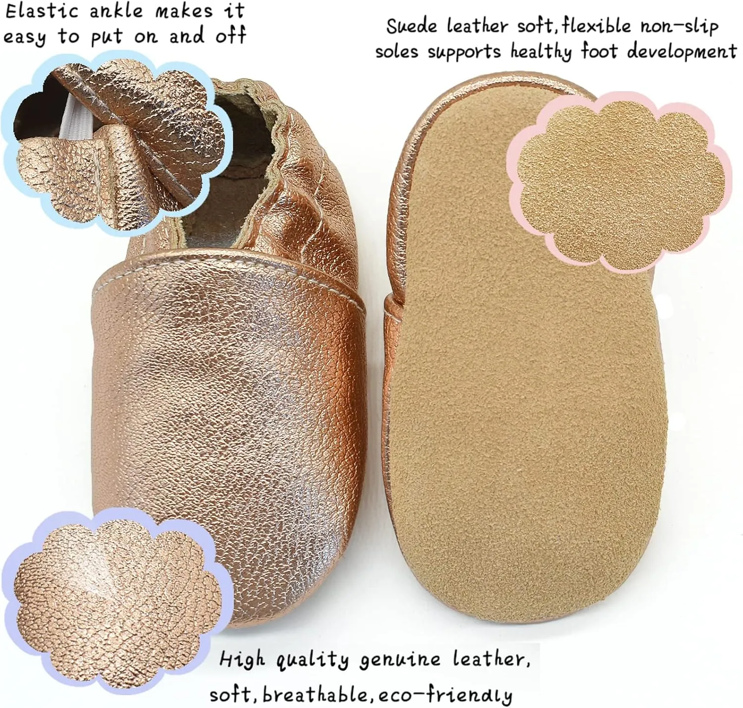 OWLOWLA Soft Sole Baby Shoes Leather Baby First Walking Crib Shoes Slip-on Baby Moccasins Infant Toddler Pre-Walker Shoes for Boy Girl