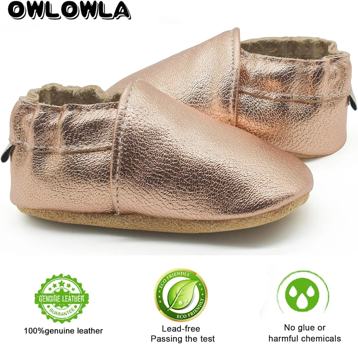 OWLOWLA Soft Sole Baby Shoes Leather Baby First Walking Crib Shoes Slip-on Baby Moccasins Infant Toddler Pre-Walker Shoes for Boy Girl