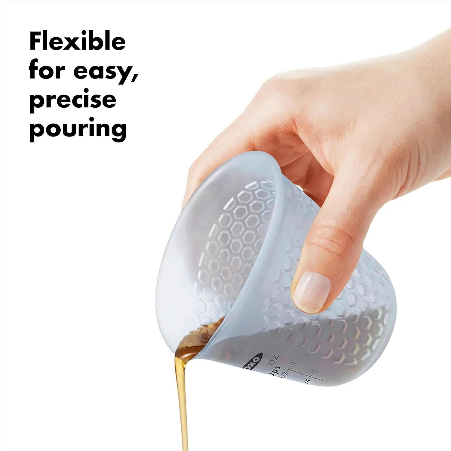 OXO Good Grips 3 Piece Squeeze & Pour Silicone Measuring Cup Set, Blue