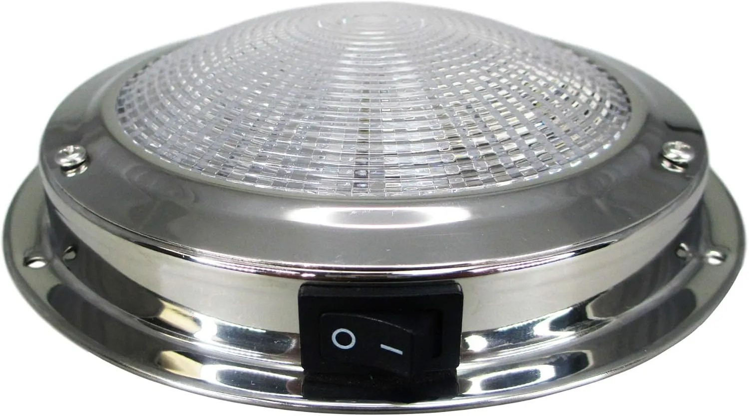 Pactrade Marine Dome Light 12V - 4-Inch Lens, Warm White Incandescent | Stainless Steel Boat Light with Built-In Rocker Switch, Surface Mount | RV, Trailer, Boat Interior Lights, Marine Lights