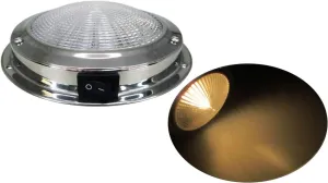 Pactrade Marine Dome Light 12V - 4-Inch Lens, Warm White Incandescent | Stainless Steel Boat Light with Built-In Rocker Switch, Surface Mount | RV, Trailer, Boat Interior Lights, Marine Lights