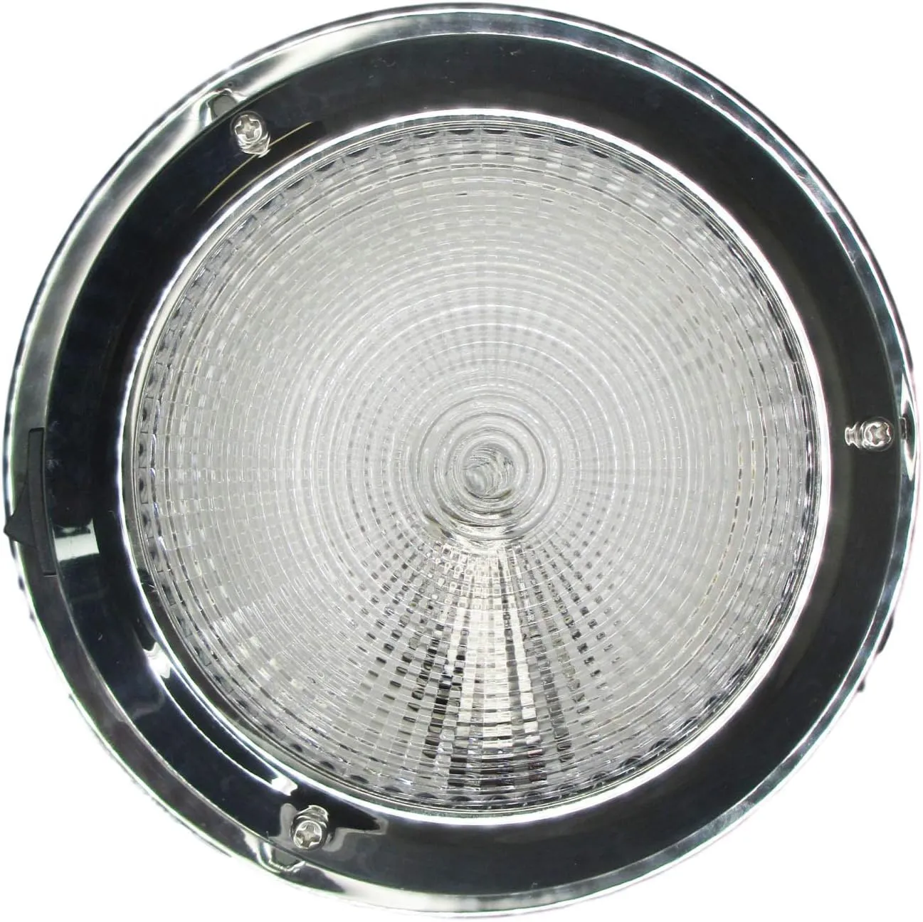 Pactrade Marine Dome Light 12V - 4-Inch Lens, Warm White Incandescent | Stainless Steel Boat Light with Built-In Rocker Switch, Surface Mount | RV, Trailer, Boat Interior Lights, Marine Lights