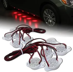 Pair Universal Brabus Style 12V Under Car Underglow Underbody Red LED Puddle Light Kit
