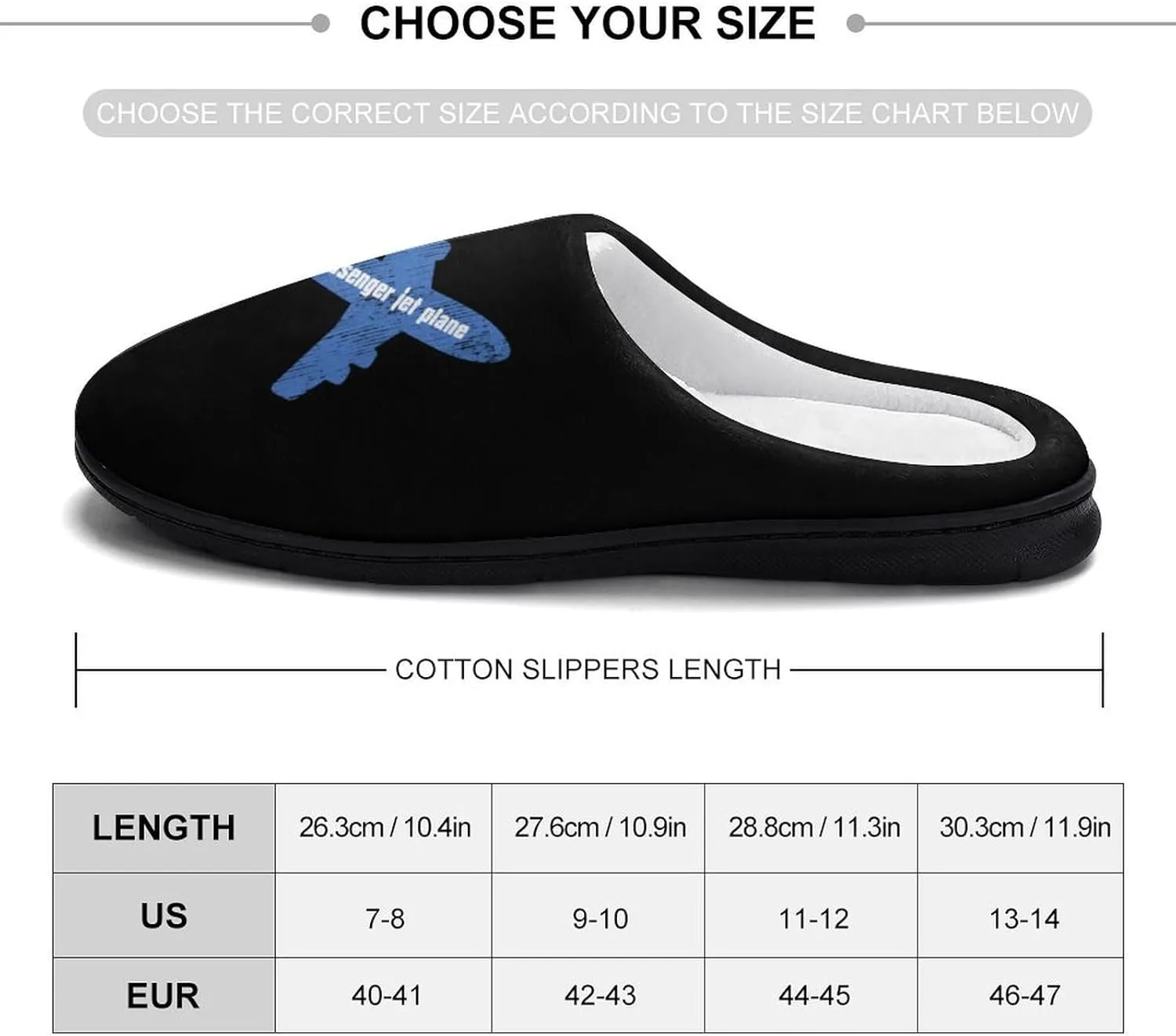 Passenger Jet Plane Casual Mens Slippers Warm Soft Comfy Slip On House Shoes Indoor Outdoor