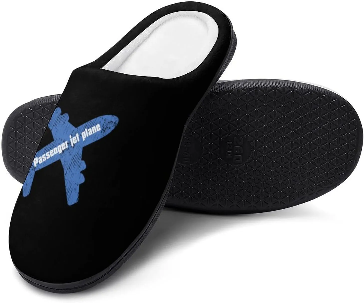 Passenger Jet Plane Casual Mens Slippers Warm Soft Comfy Slip On House Shoes Indoor Outdoor