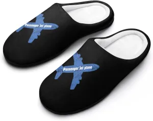 Passenger Jet Plane Casual Mens Slippers Warm Soft Comfy Slip On House Shoes Indoor Outdoor