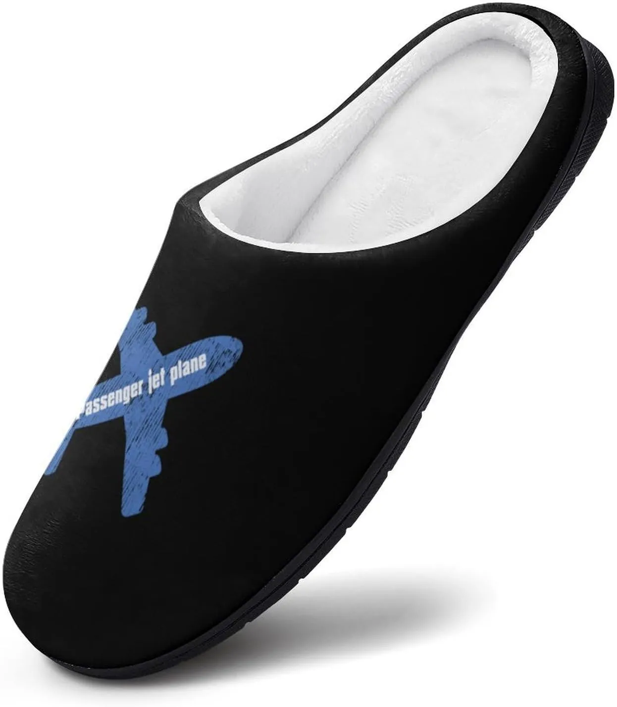 Passenger Jet Plane Casual Mens Slippers Warm Soft Comfy Slip On House Shoes Indoor Outdoor