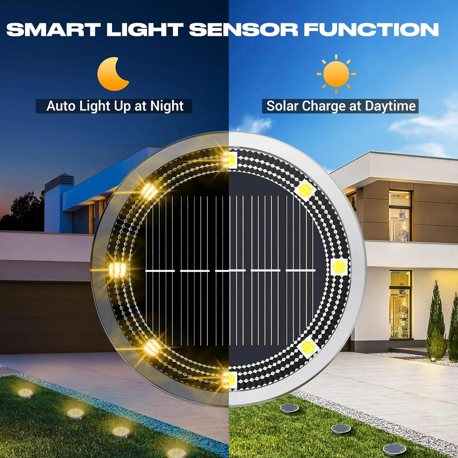 Peasur Mini Solar Ground Lights Outdoor, 12 Pack Flat Solar Powered Disc Lights, IP68 Waterproof, Anti-Rust, Landscape Lighting for Pathway Garden Yard Lawn Walkway Landscape Driveway, Warm White