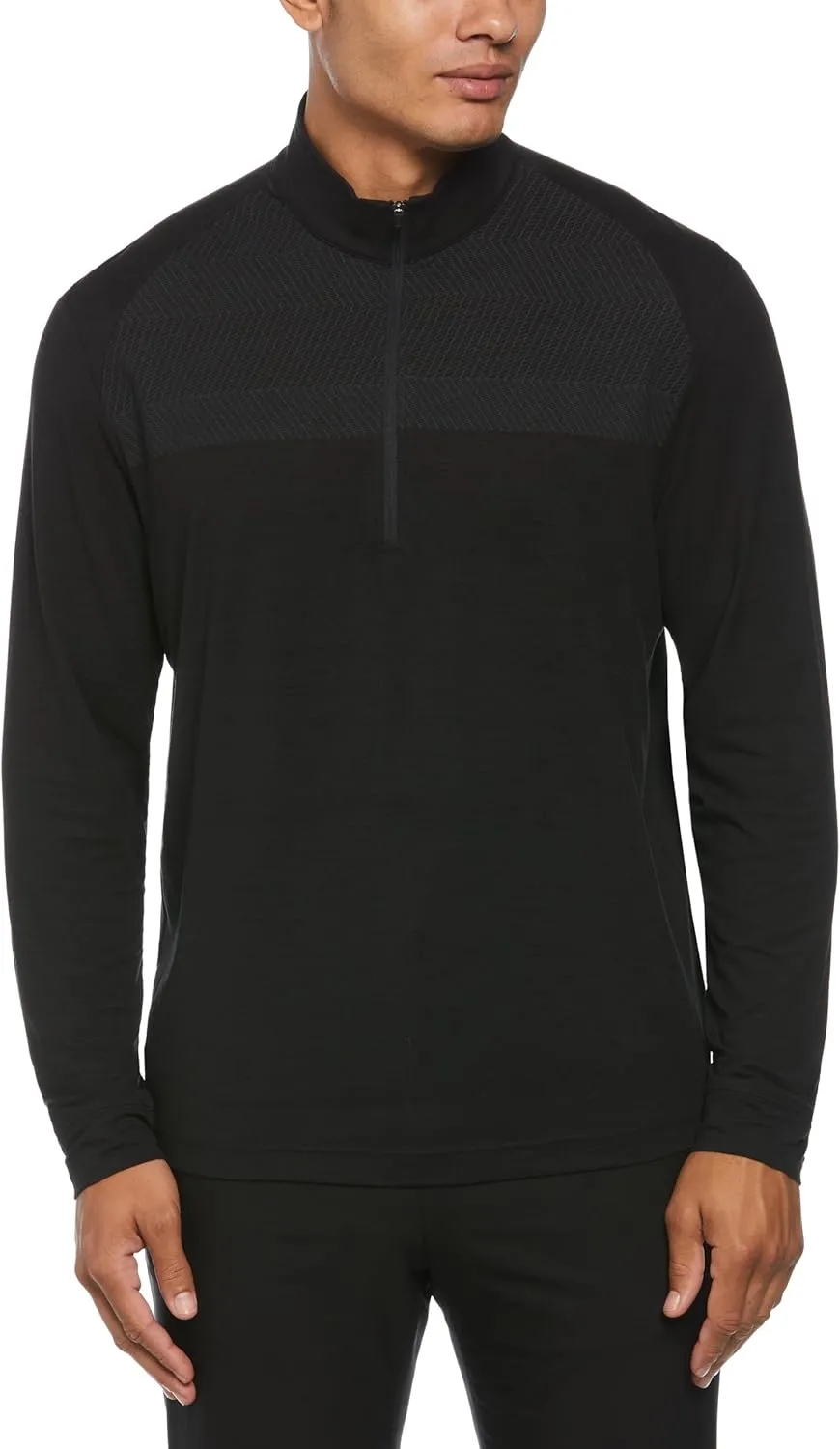 Perry Ellis Men's 1/4 Zip Long Sleeve Heather Stretch Golf Pullover, Sun Protection Water-Repellent (Available in Big & Tall)
