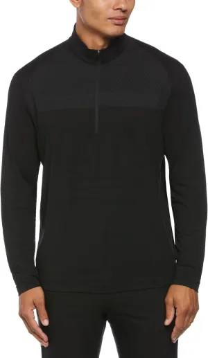 Perry Ellis Men's 1/4 Zip Long Sleeve Heather Stretch Golf Pullover, Sun Protection Water-Repellent (Available in Big & Tall)