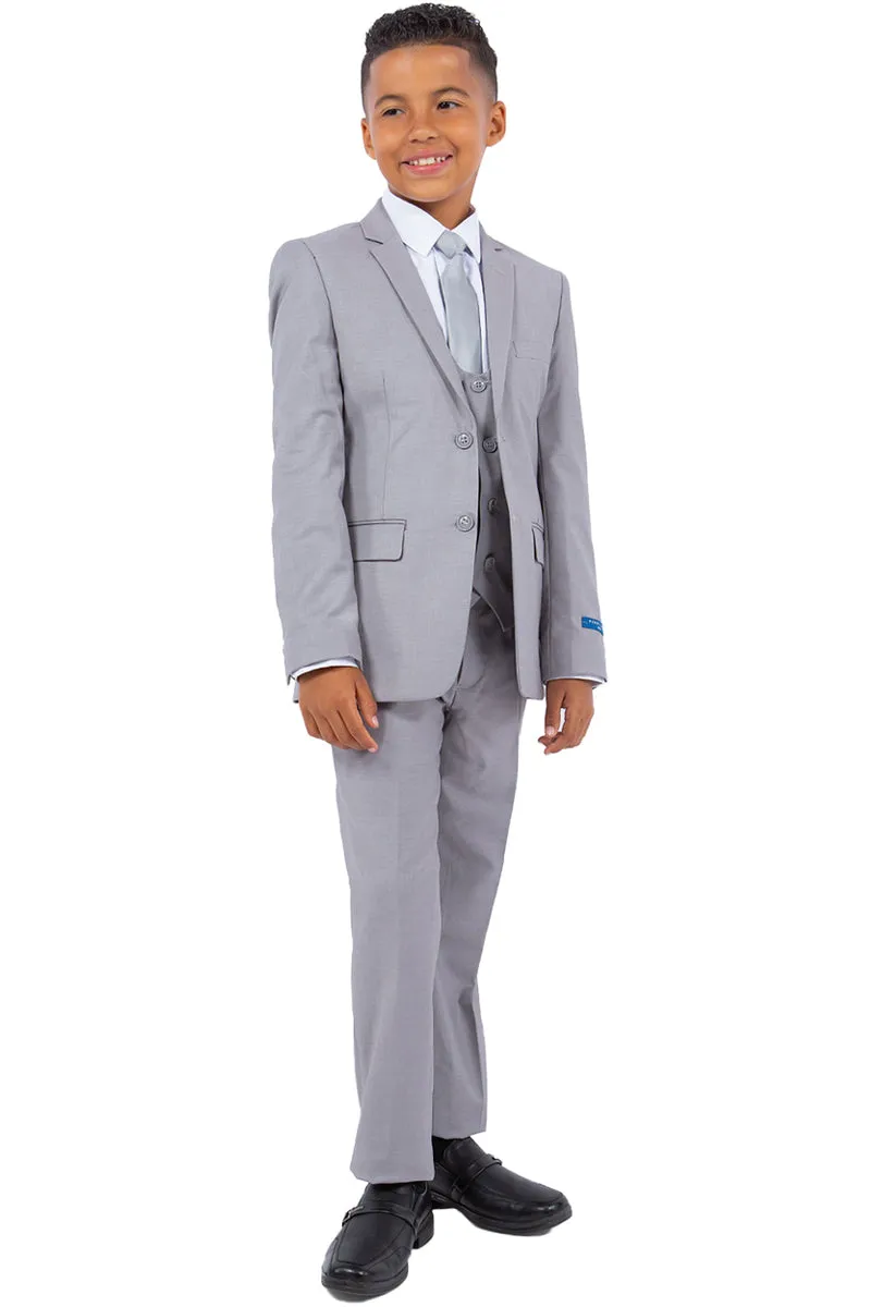 Perry Ellis Vested Boy's Wedding Suit in Light Grey