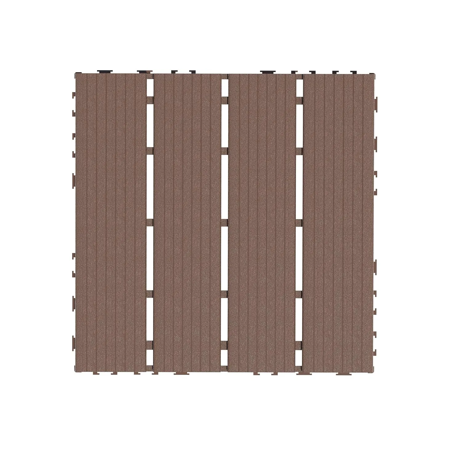 Pinstripe Pattern Plastic Interlocking Deck Tiles,44 Pack Patio Deck Tiles,12"x12" Square Waterproof Outdoor All Weather Use, Patio Decking Tiles for Poolside Balcony Backyard,Brown