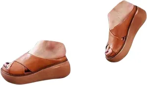 Platform Criss Cross Slides Slip on Slide Sandals