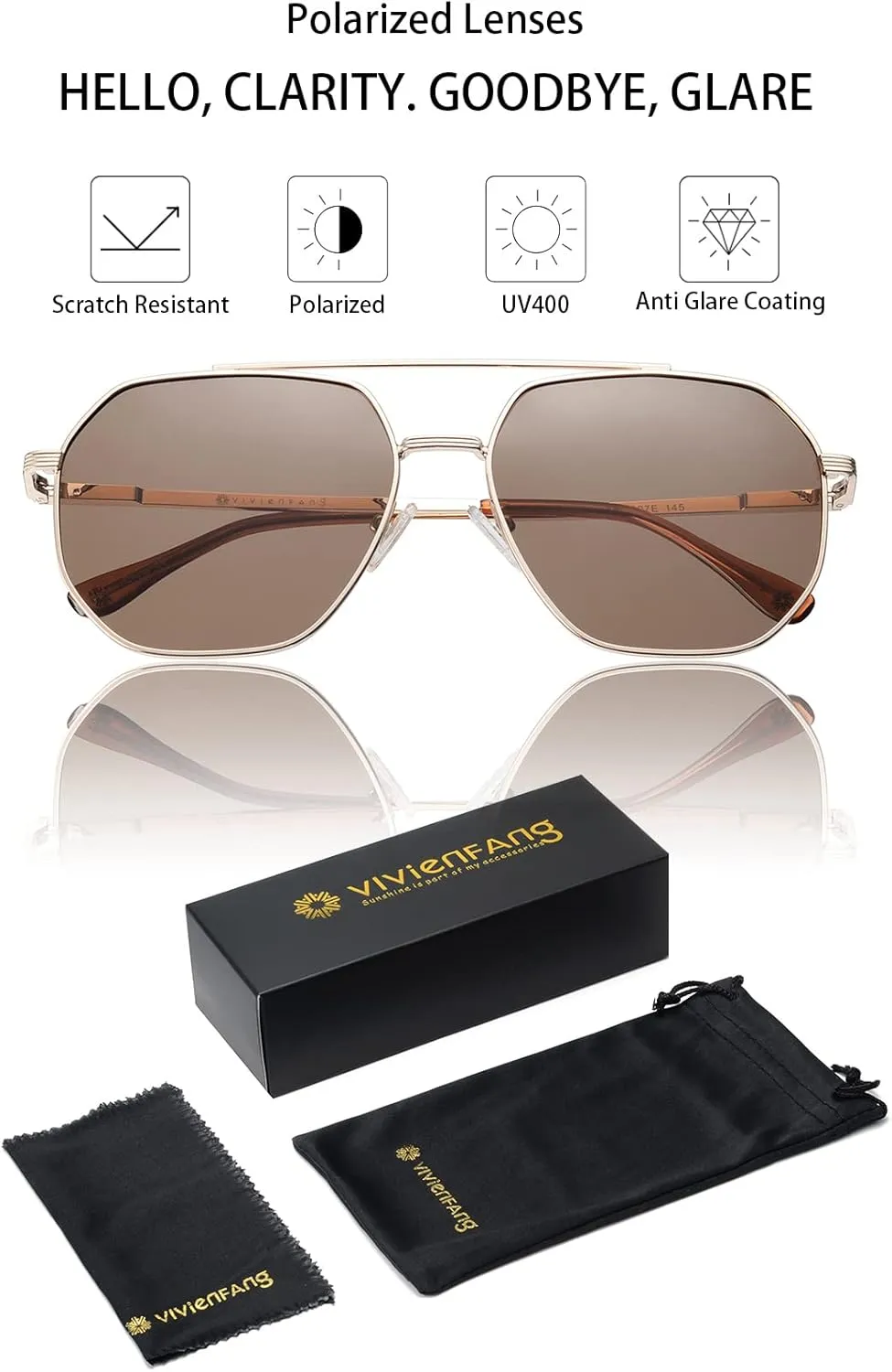 Polarized Aviator Sunglasses for Men Women Trendy 2025, Retro Hexagonal Sun Glasses UV Protection Shades VF2207